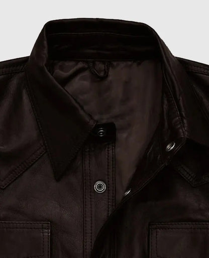 Men's Dark Brown Trucker Leather Jacket