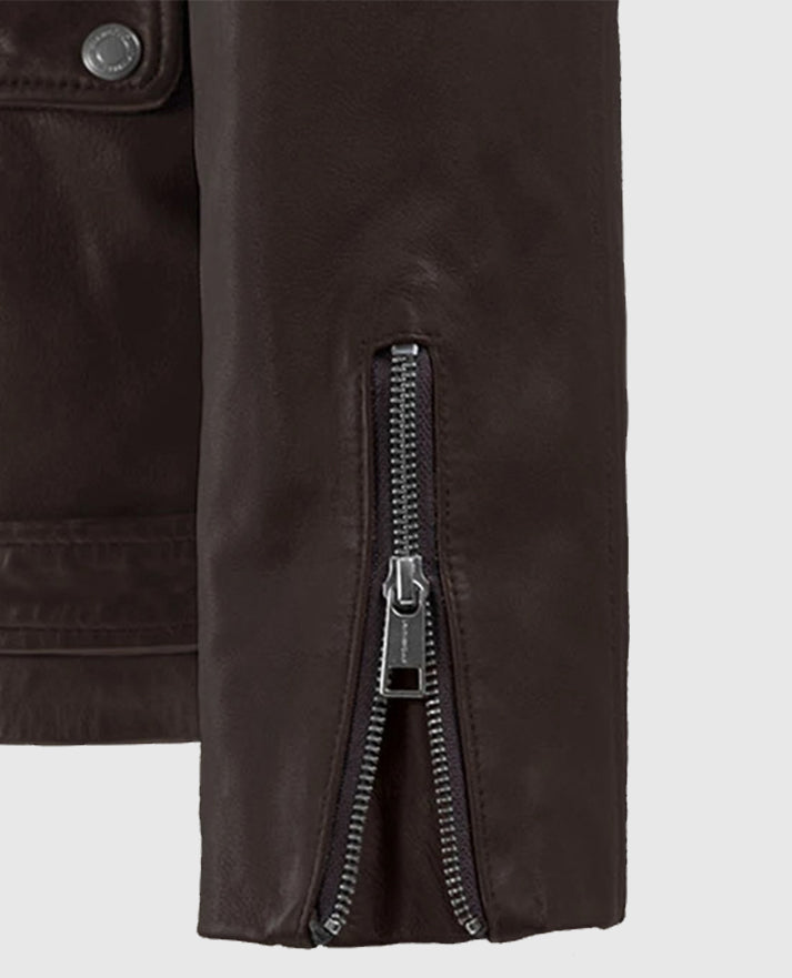 Men's Dauntless Brown Biker Leather Jacket