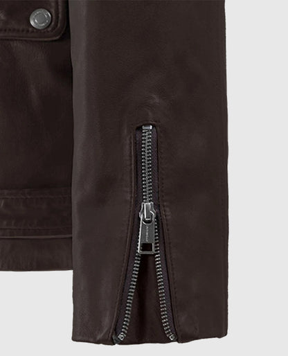 Men's Dauntless Brown Biker Leather Jacket