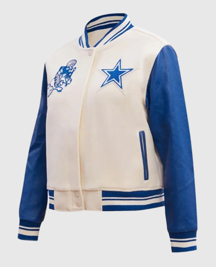 Dallas Cowboys Retro Classic Varsity Cream Jacket