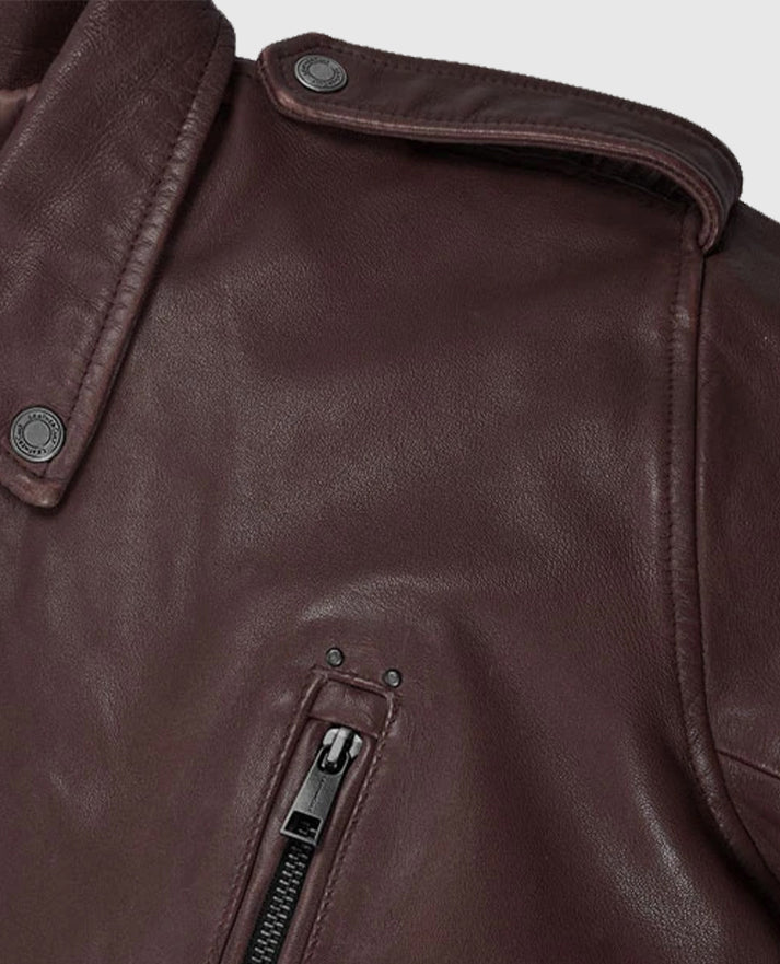 Men's Burgundy Falcon Rider Leather Jacket