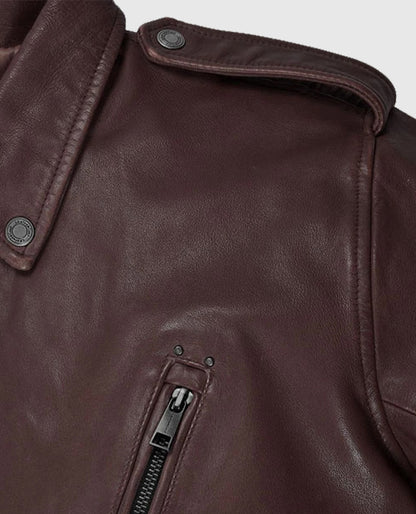 Men's Burgundy Falcon Rider Leather Jacket