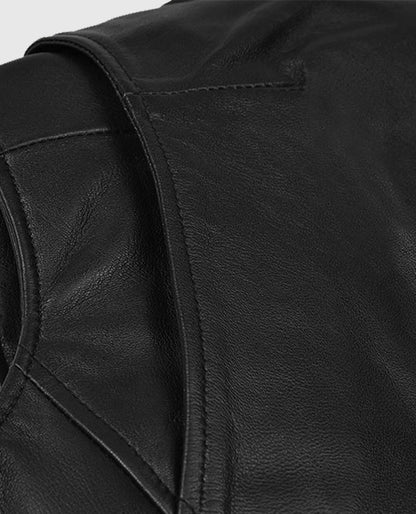 Men's Black Belted Biker Vest with White Highlights