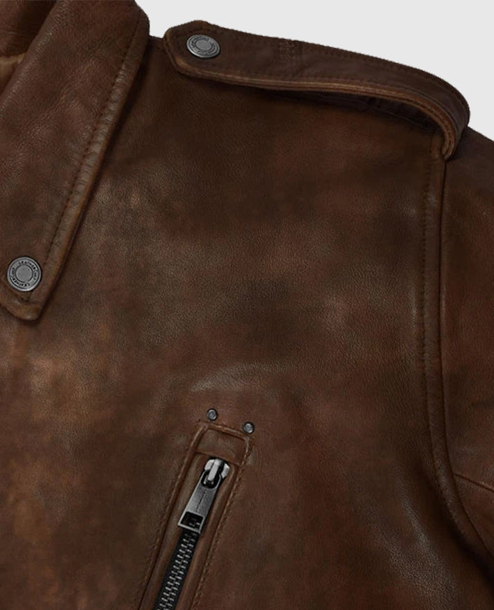 Men's Spanish Brown Falcon Rider Leather Jacket