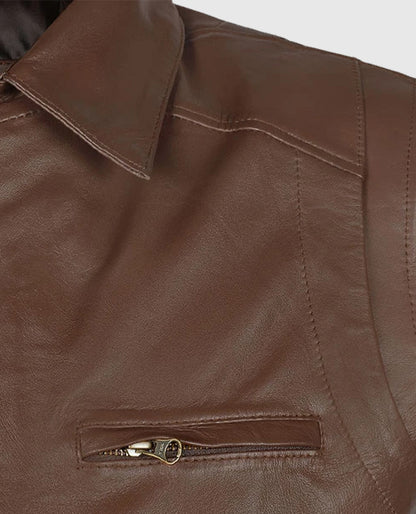 Men's Hunter Brown Bomber Leather Jacket