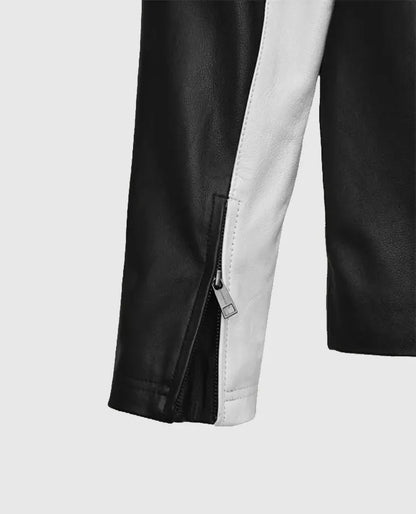 Striped Rocker Leather Jacket For Men