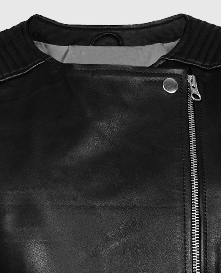 Women's Black Quilted Biker Leather Jacket
