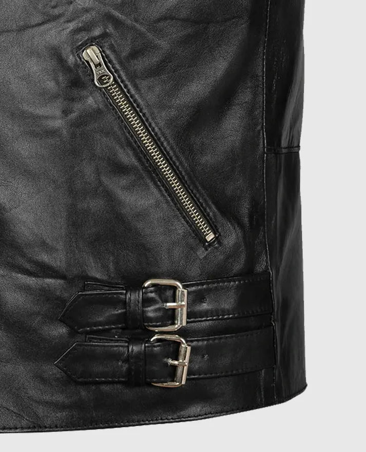 Men's Black Cafe Racer Leather Jacket