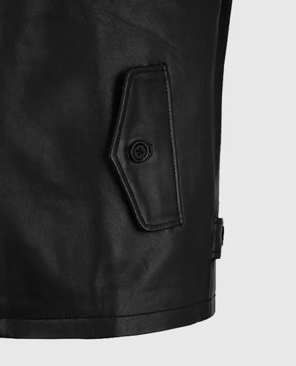 Men's Black Cafe Racer Leather Jacket