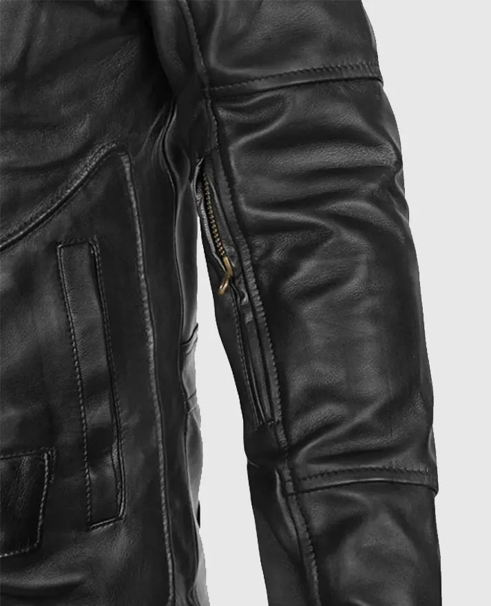 Men's Cafe Racer Black Leather Jacket