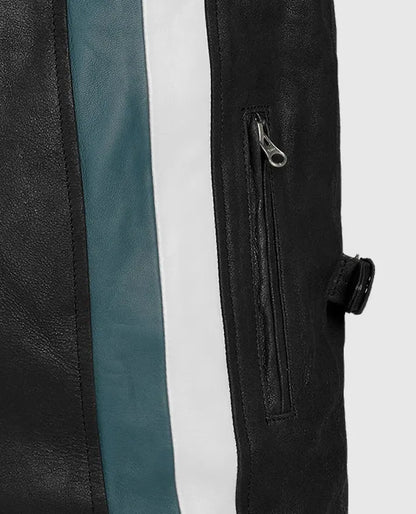 Men's Black Racer Stripe Leather Jacket