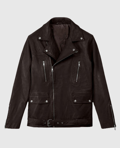 Men's Dauntless Brown Biker Leather Jacket