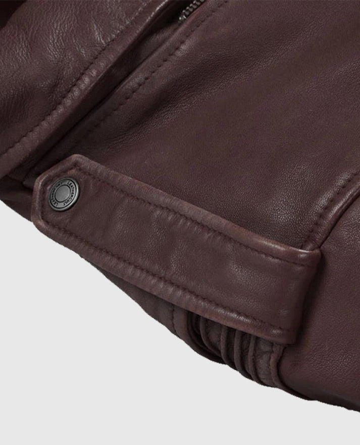 Men's Burgundy Falcon Rider Leather Jacket