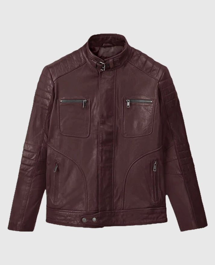 Men's Firefly Burgundy Biker Leather Jacket
