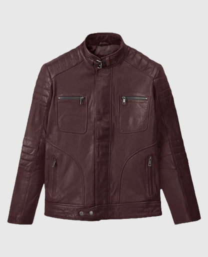 Men's Firefly Burgundy Biker Leather Jacket