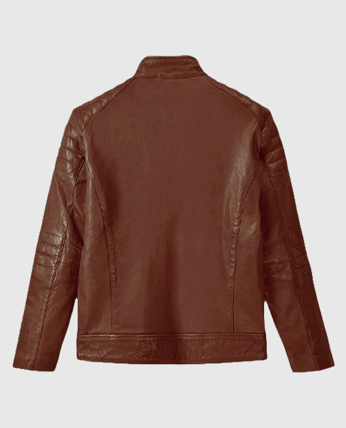 Men's Firefly Tan Biker Leather Jacket