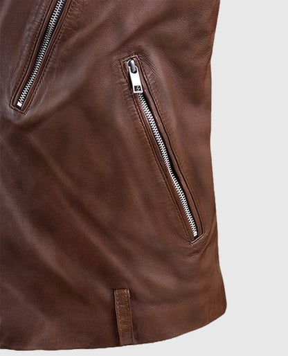 Men's Beast Spanish Brown Biker Leather Jacket
