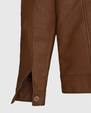 Men's Brown Leather Trucker Jacket