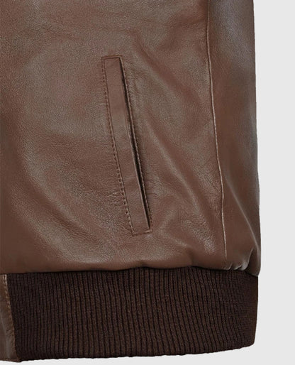 Men's Hunter Brown Bomber Leather Jacket