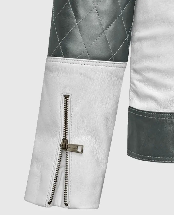 Women’s White and Silver Moto Jacket