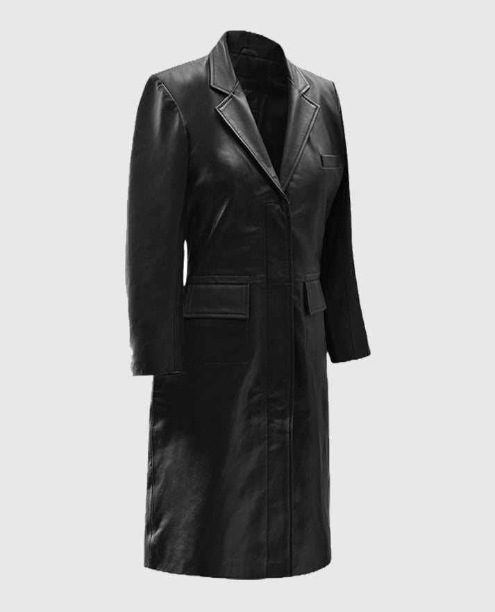 Margot Robbie Wolf Of Wall Street Leather Long Coat