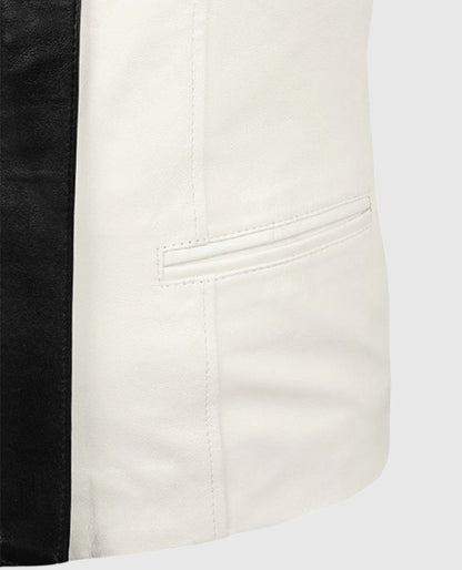 Women's Off-White Shirt-Style Leather Jacket