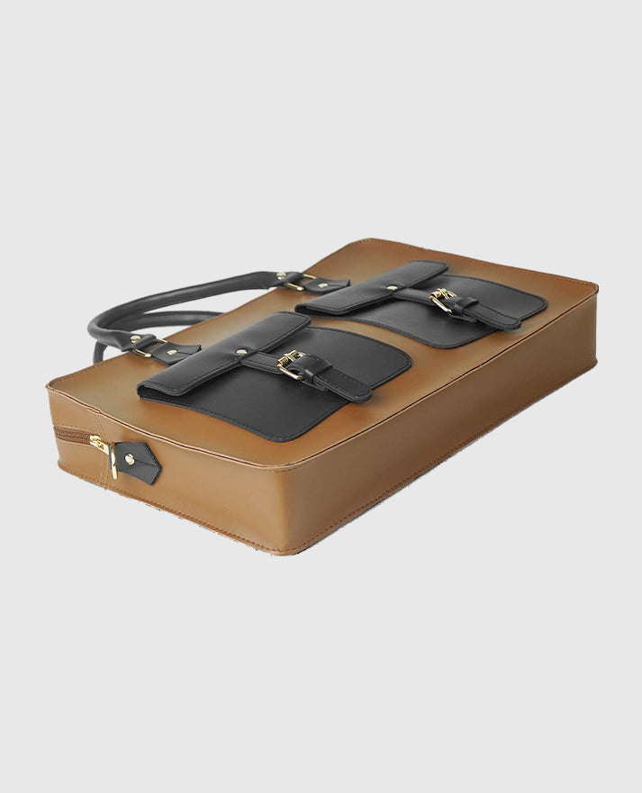 Buckle Laptop bag Brown & Black