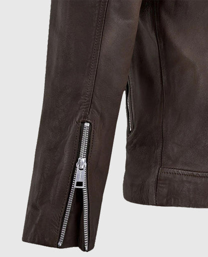 Men's Biker Style Beast Brown Leather Jacket