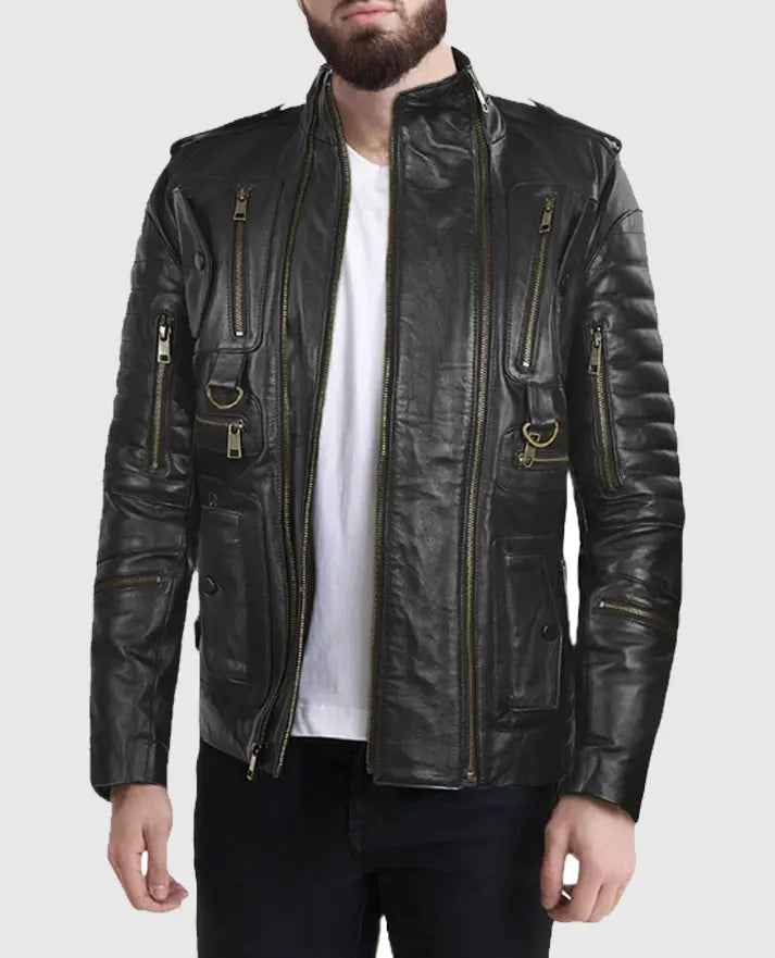 Men's Classic Black Leather Jacket