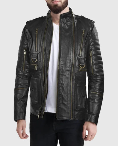 Men's Classic Black Leather Jacket
