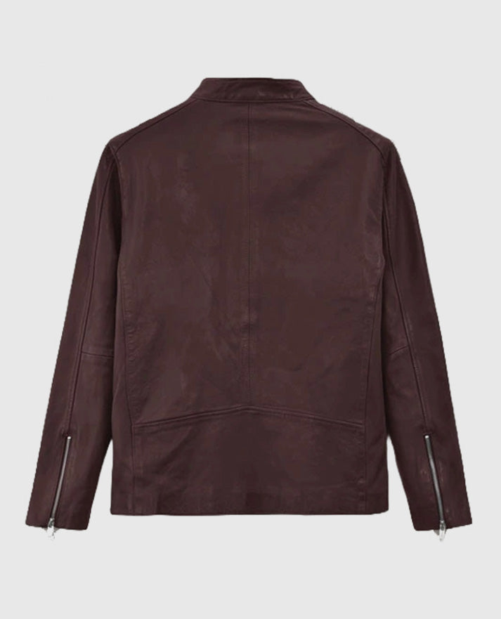 Men's Motorad Biker Burgundy Leather Jacket