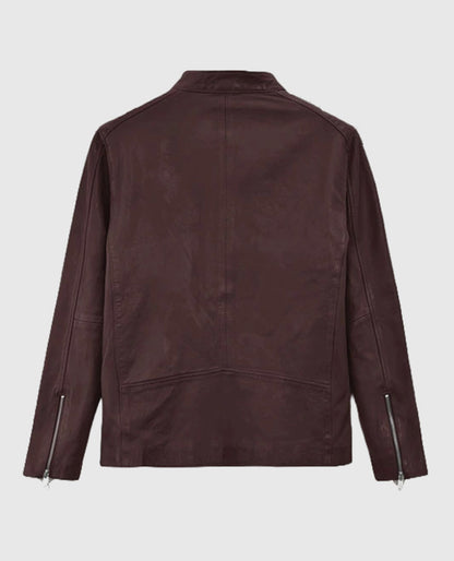 Men's Motorad Biker Burgundy Leather Jacket