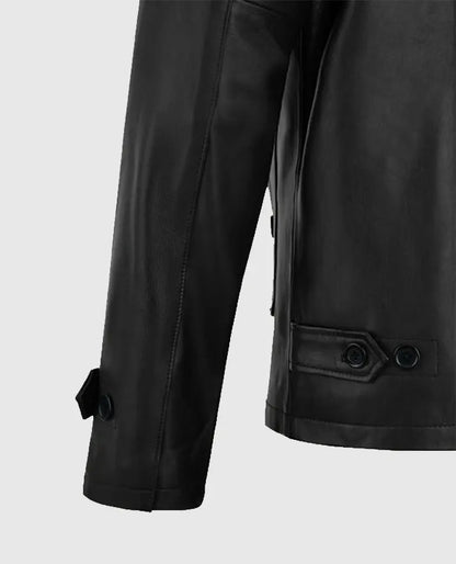 Men's Black Cafe Racer Leather Jacket