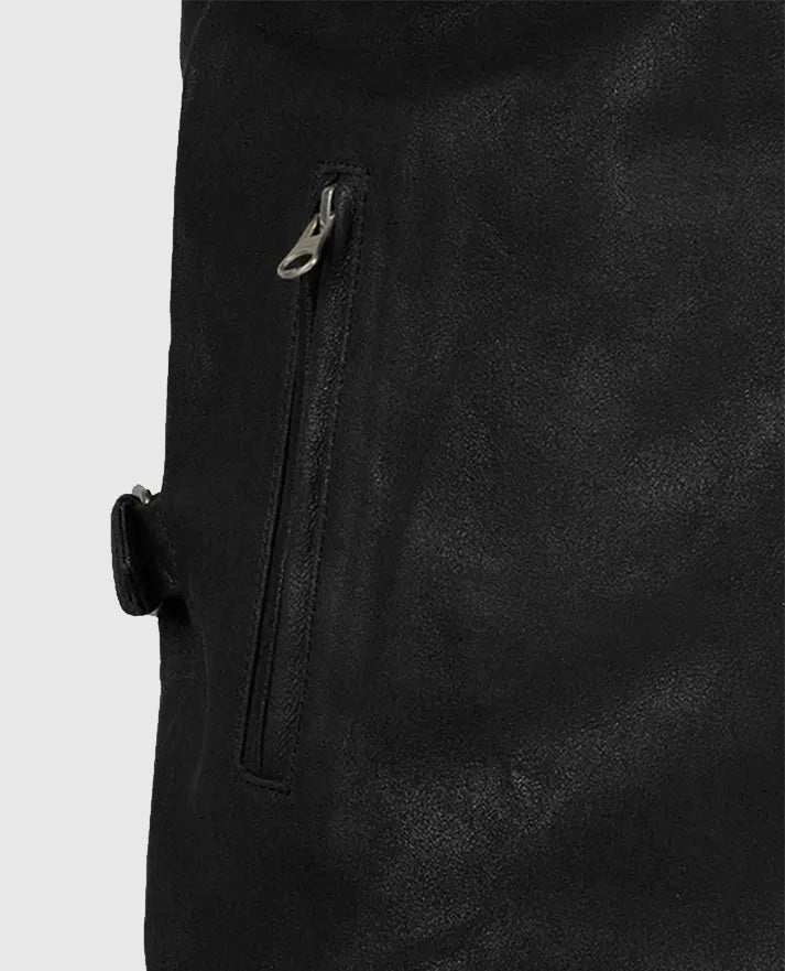 Men's Black Racer Stripe Leather Jacket