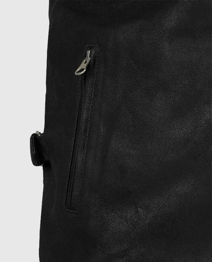 Men's Black Racer Stripe Leather Jacket