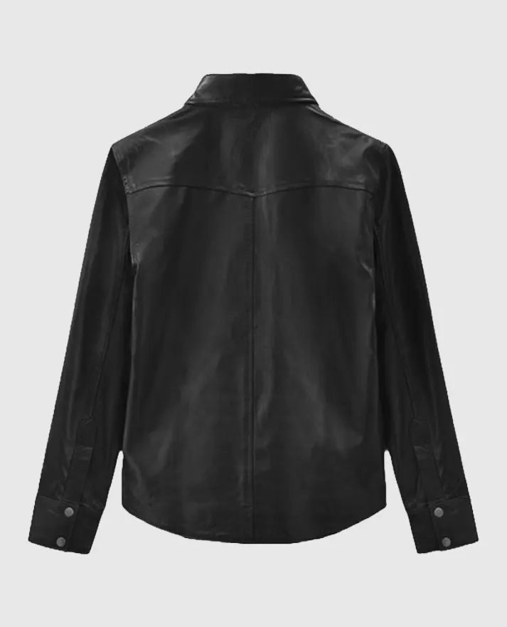 Men's Black Trucker Leather Jacket