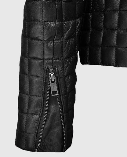 Women's Quilted Black Leather Jacket
