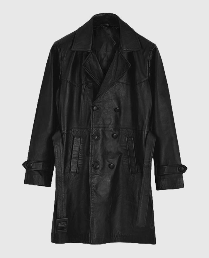 Men's 1970's Vintage Leather Trench Coat