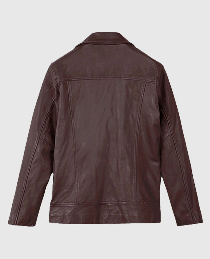 Men's Dauntless Burgundy Biker Leather Jacket