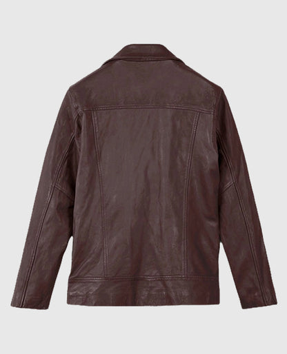 Men's Dauntless Burgundy Biker Leather Jacket