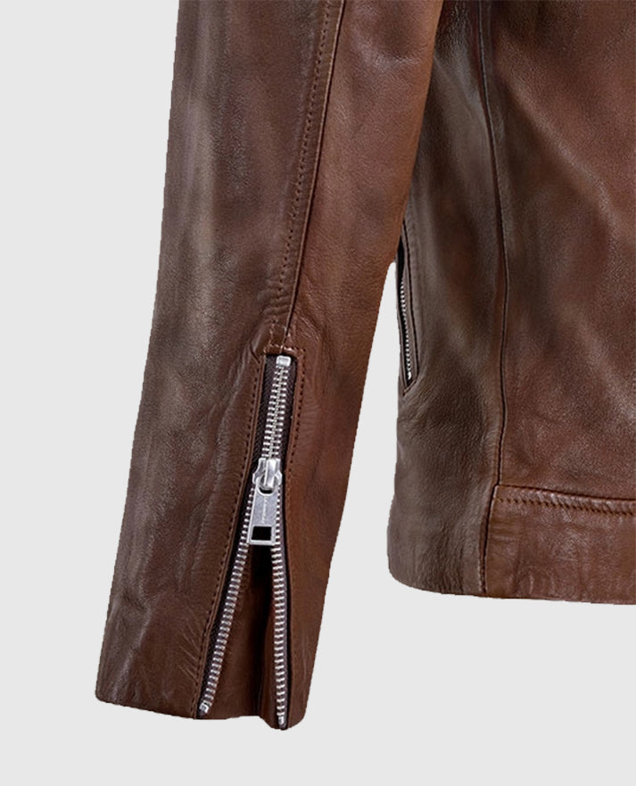 Men's Beast Spanish Brown Biker Leather Jacket