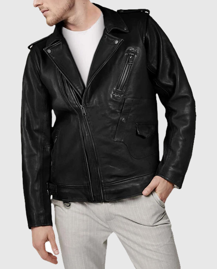 Men's Rider Falcon Black Leather Jacket