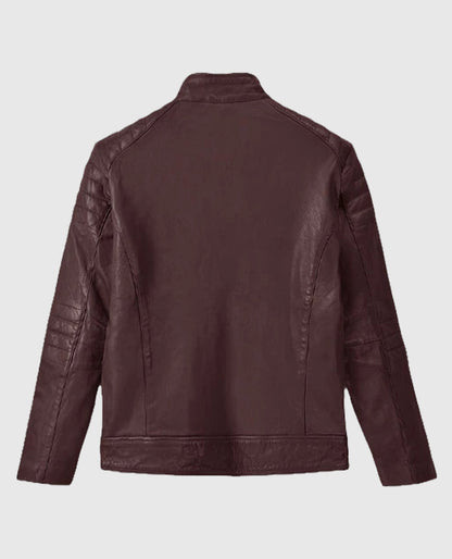 Men's Firefly Burgundy Biker Leather Jacket