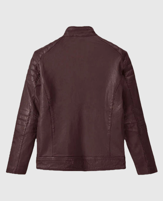 Men's Firefly Burgundy Biker Leather Jacket