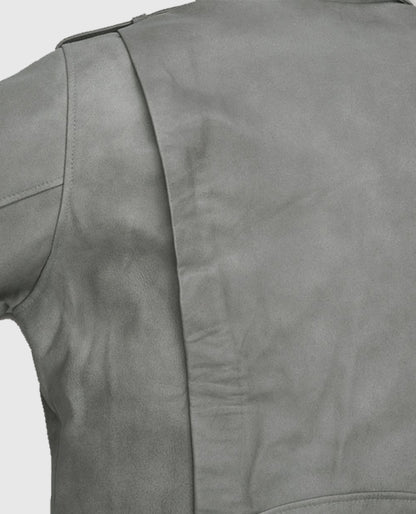 Women's Gray Suede Biker Leather Jacket