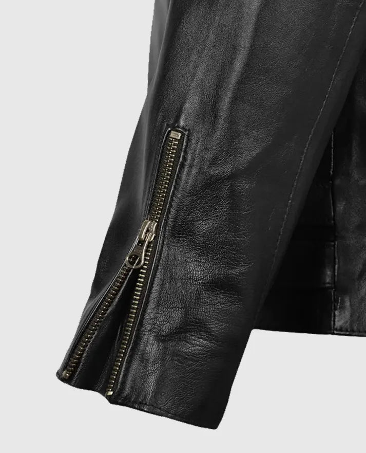 Men's Black Cafe Racer Leather Jacket