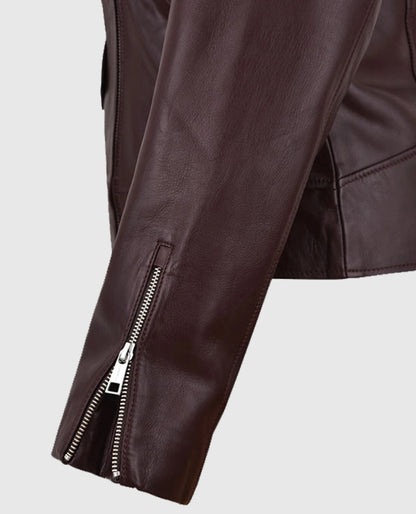 Burgundy Meghan Markle Leather Jacket