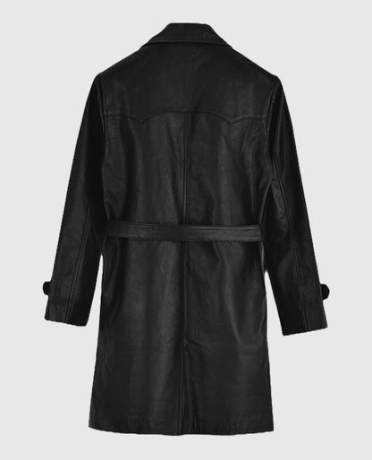 Men's 1970's Vintage Leather Trench Coat