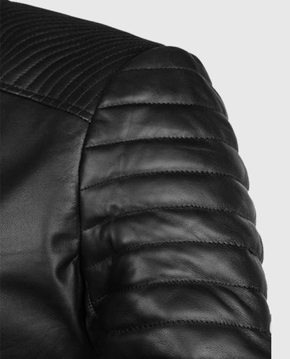 Women's Black Quilted Biker Leather Jacket