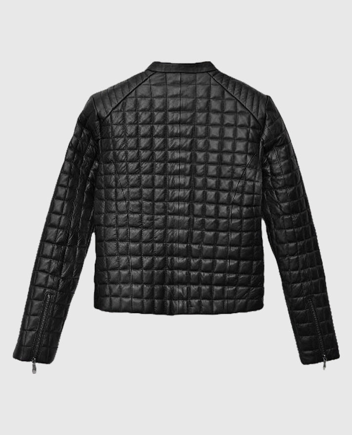Women's Quilted Black Leather Jacket